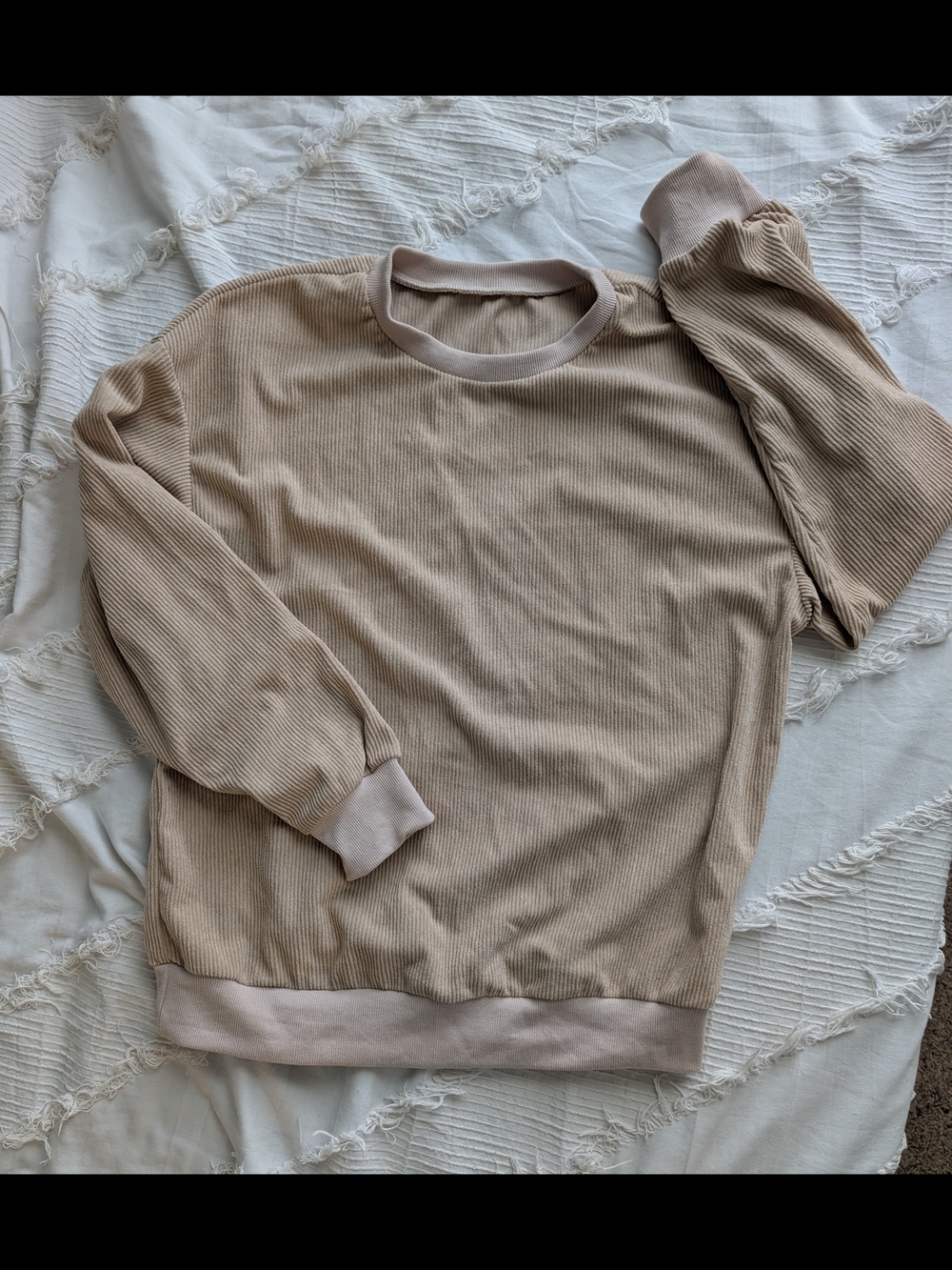 SHEIN  Crewneck Ribbed Sweater in Beige